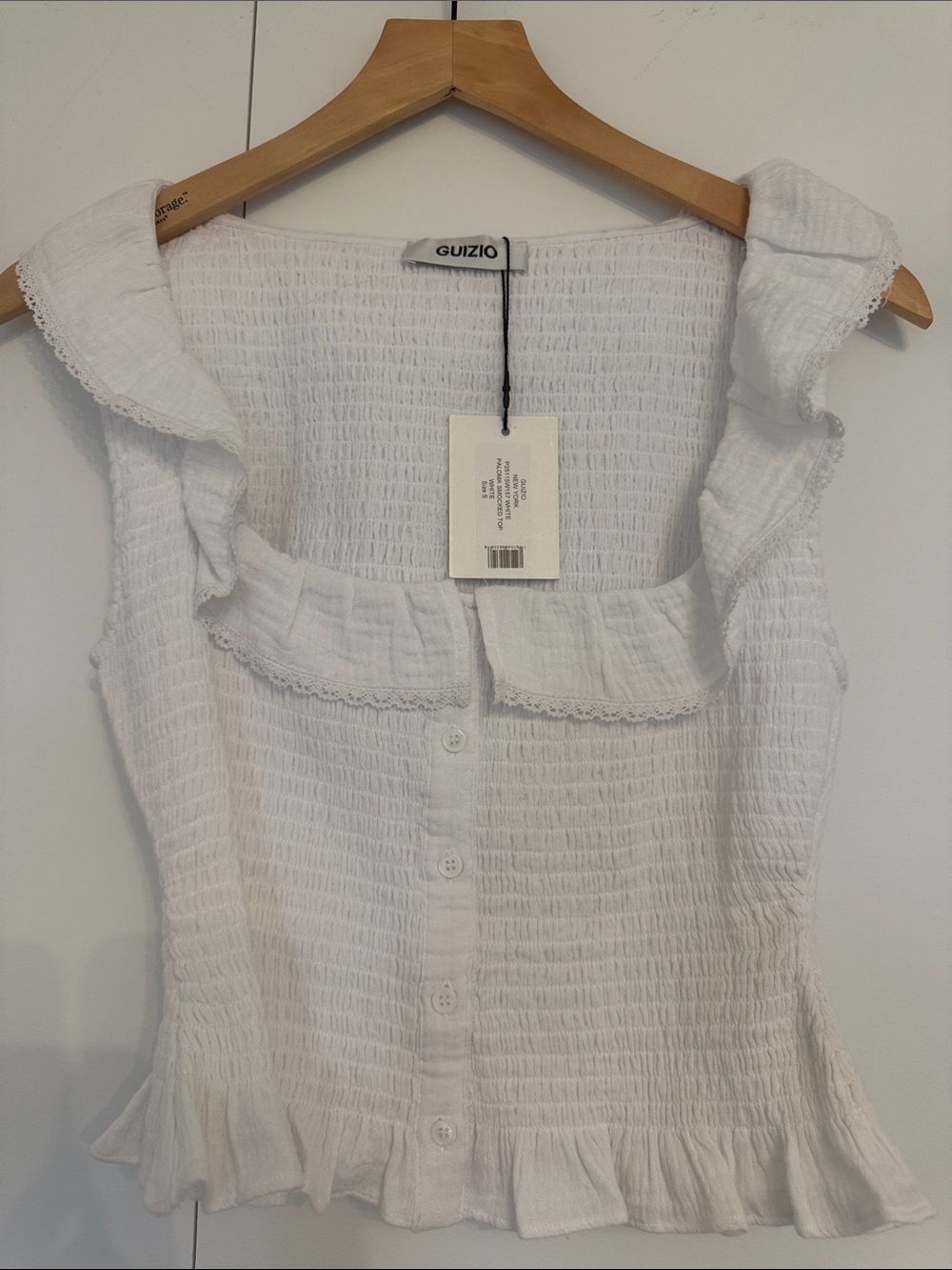 Guizio White Ruffled Button-Front Tank Top - Picture 2 of 4